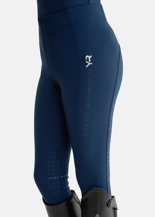 Aztec Diamond Young Rider Full Seat Leggings Navy