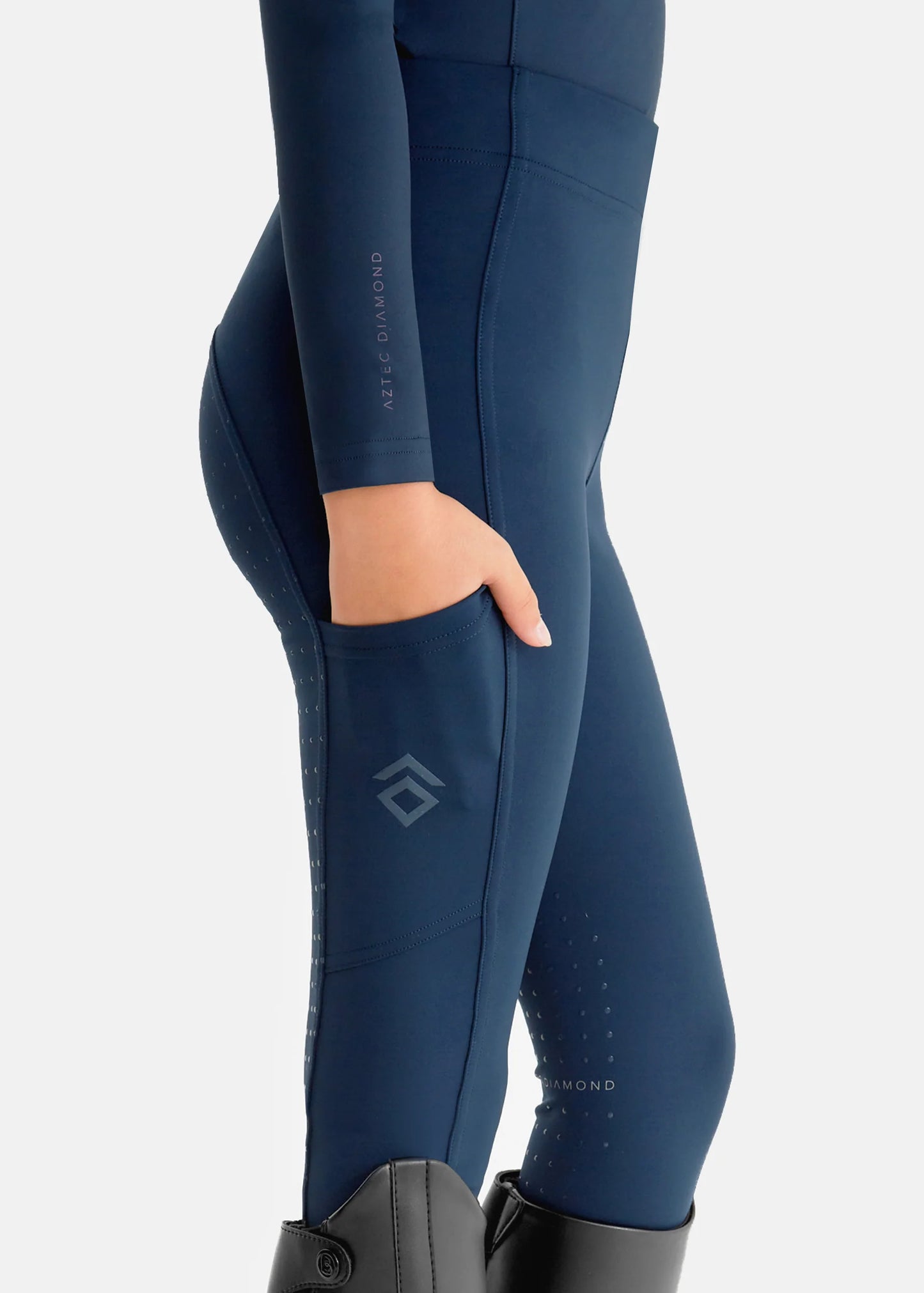 Aztec Diamond Young Rider Full Seat Leggings Navy