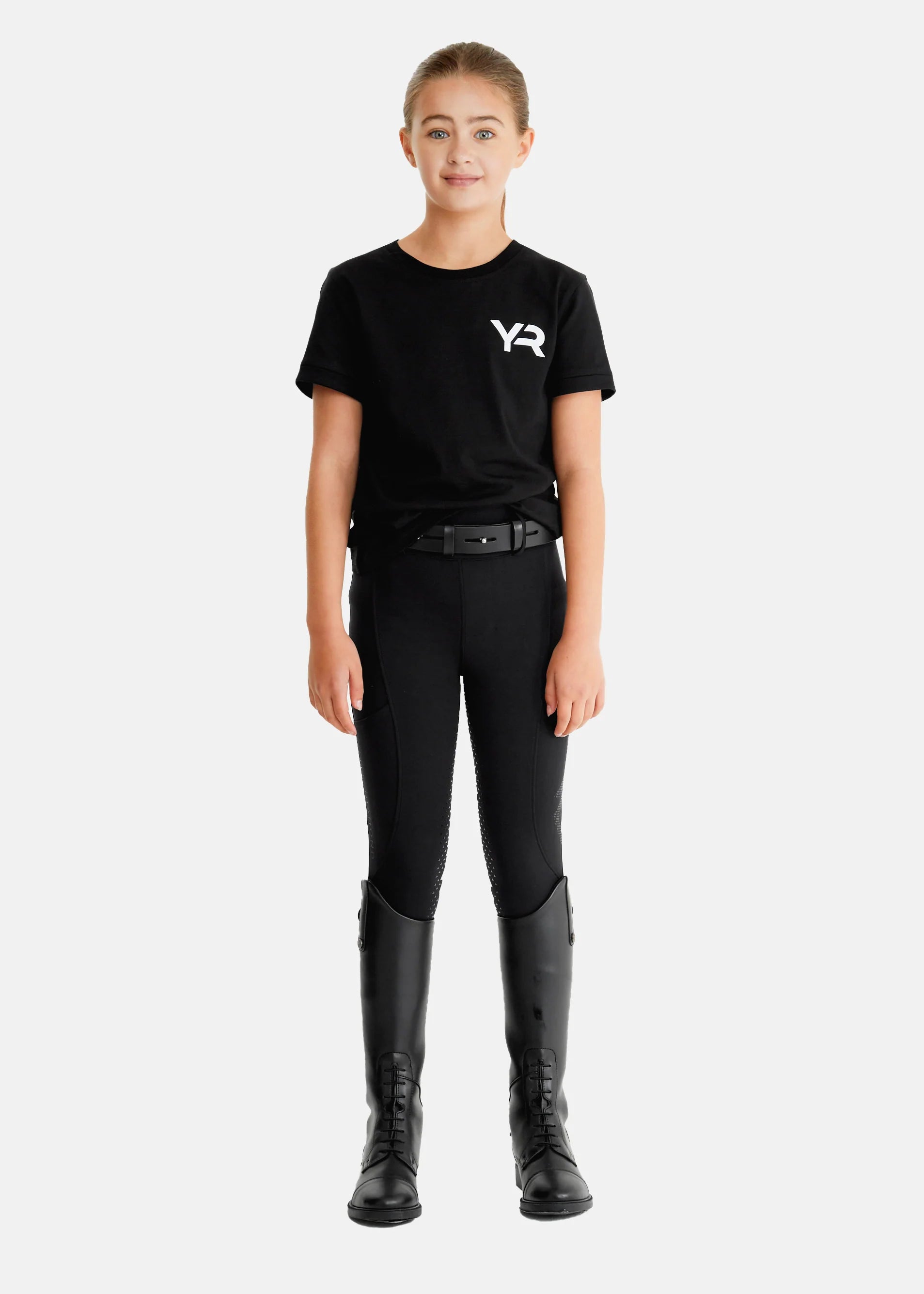 Aztec Diamond Young Rider Black T-Shirt with Gee Gee Logo