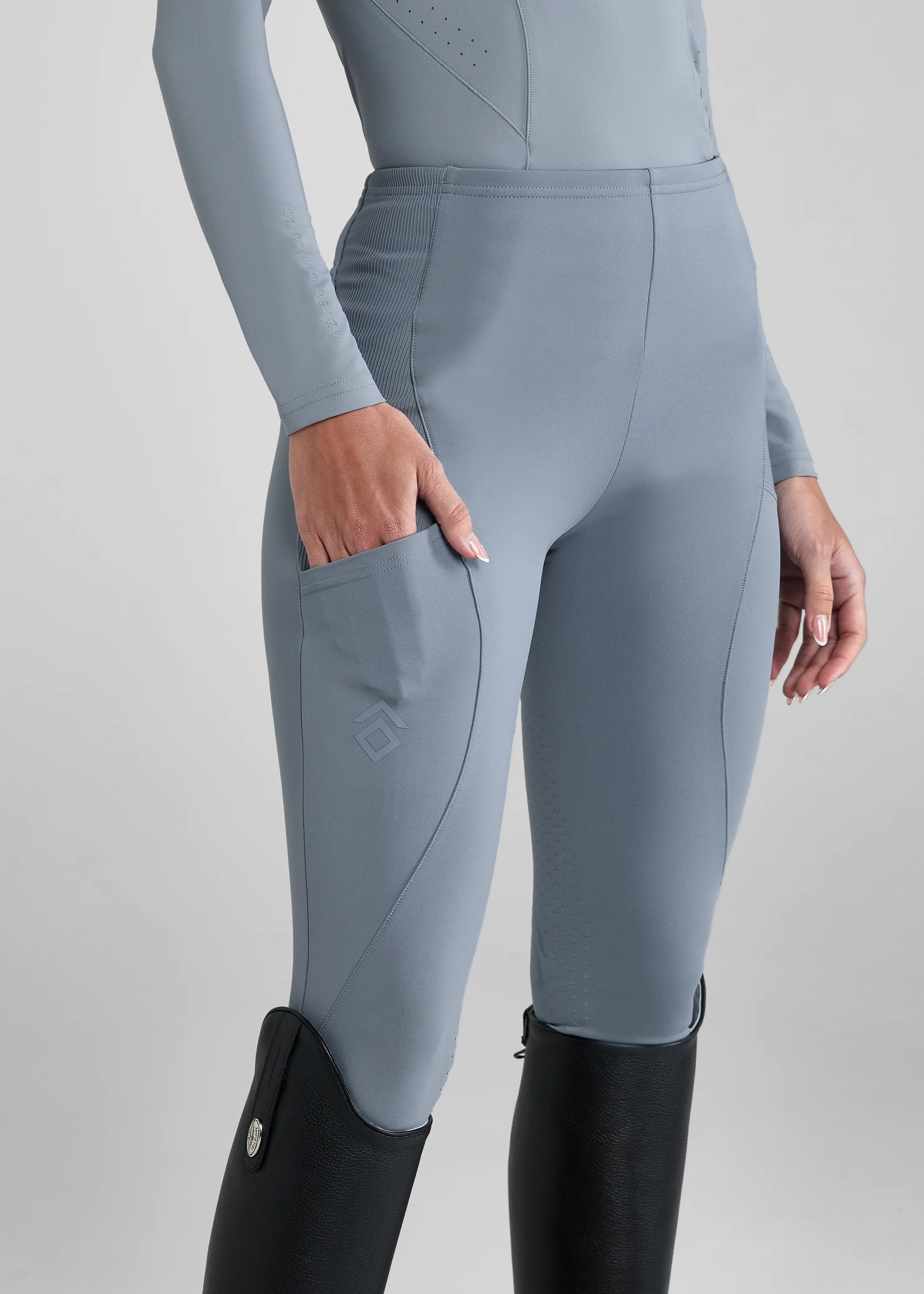 Aztec Diamond Core Riding Leggings Full Seat Ash Blue