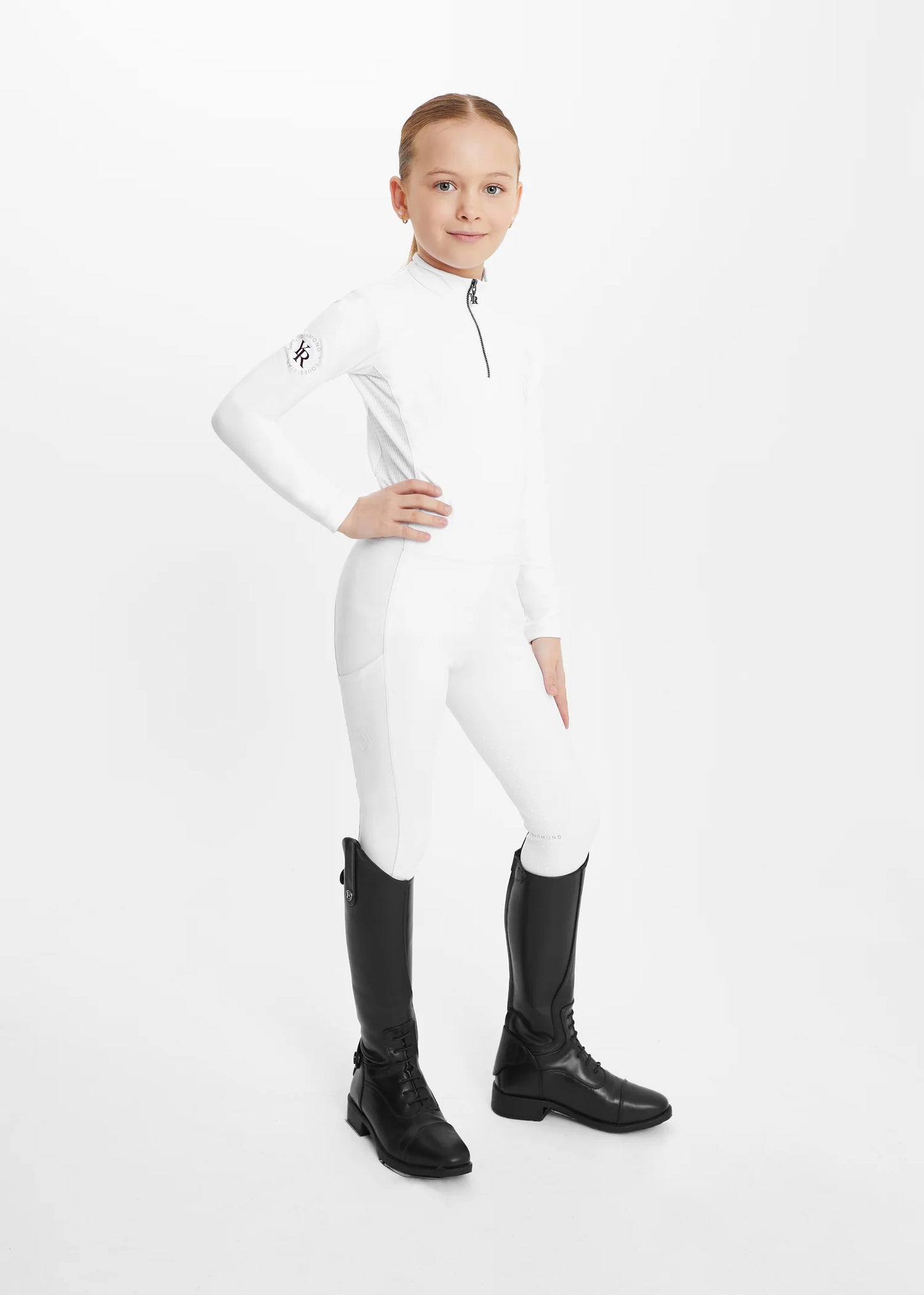 Aztec Diamond Young Rider Full Seat Leggings White