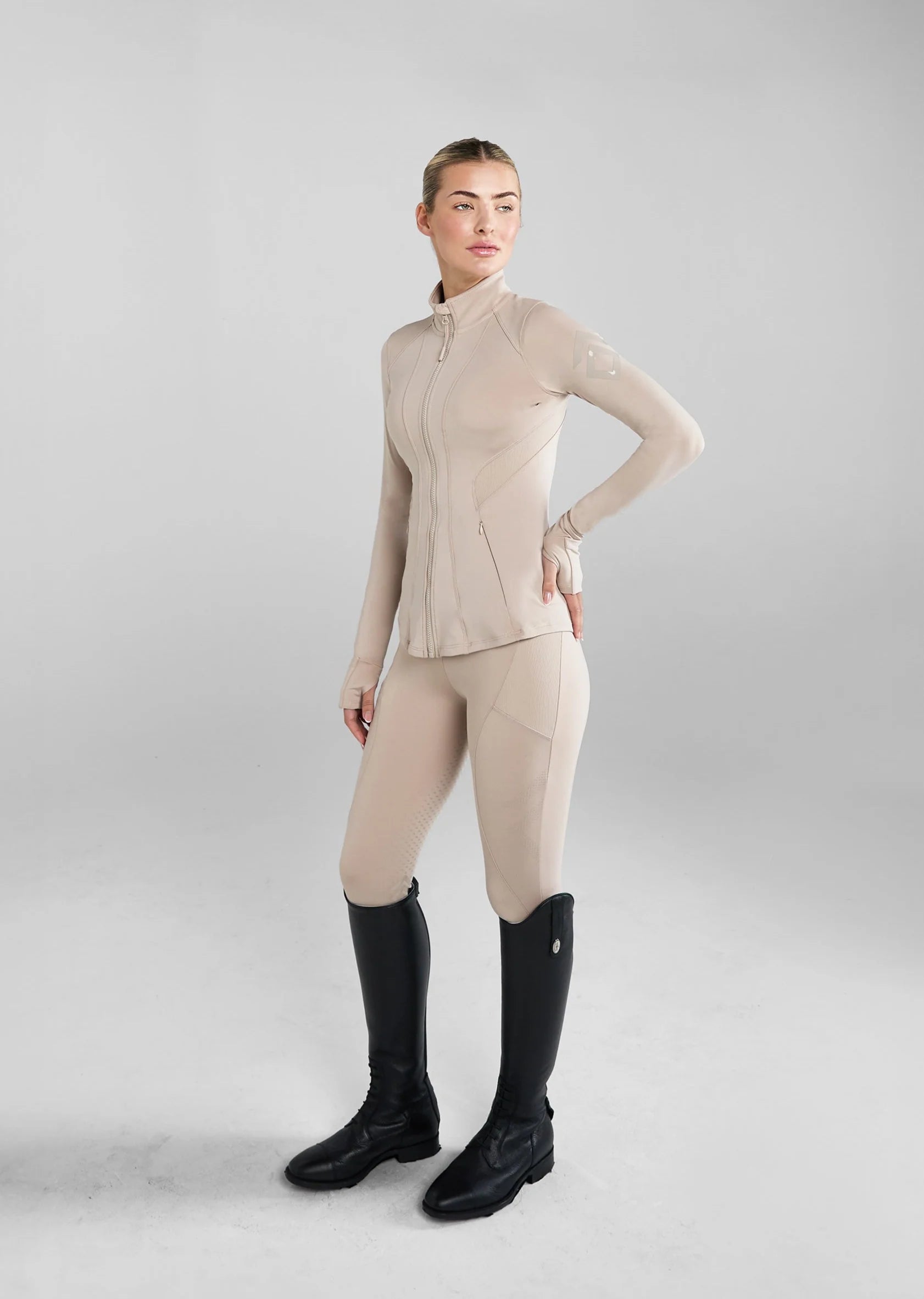 Aztec Diamond Riding Leggings Full Seat Beige