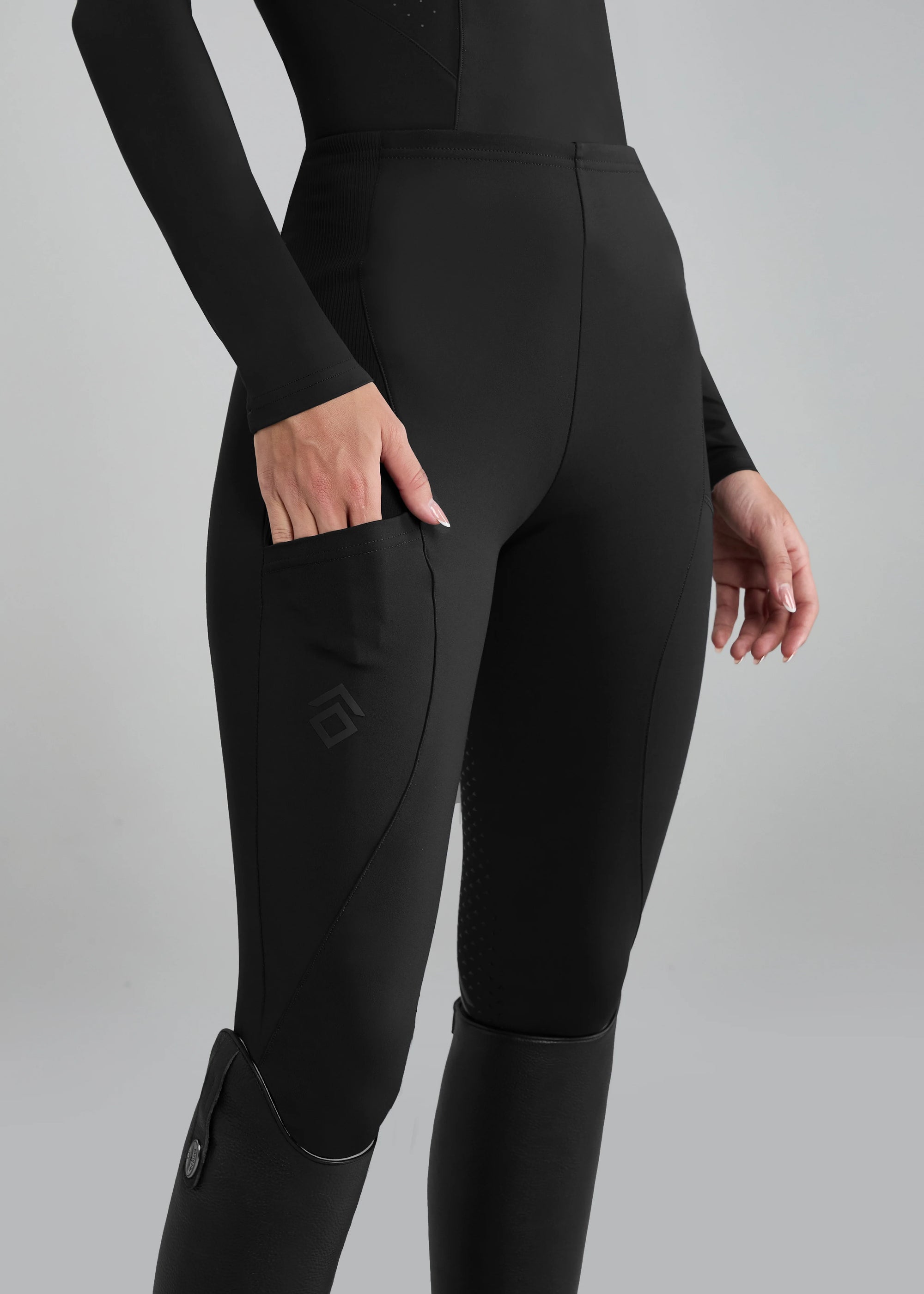 Aztec Diamond Icon Riding Leggings Black knee patch