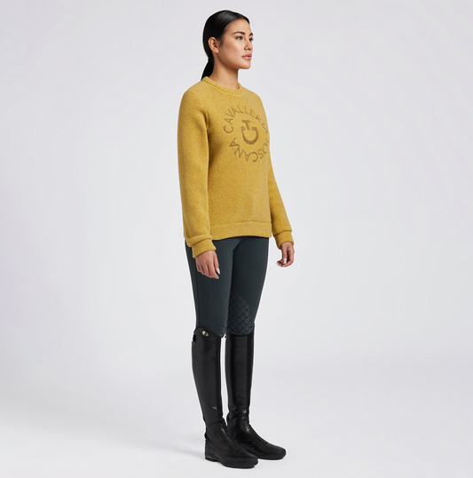 Cavalleria Toscana WOMEN'S FLEECE CREW NECK PULLOVER Golden Ochre