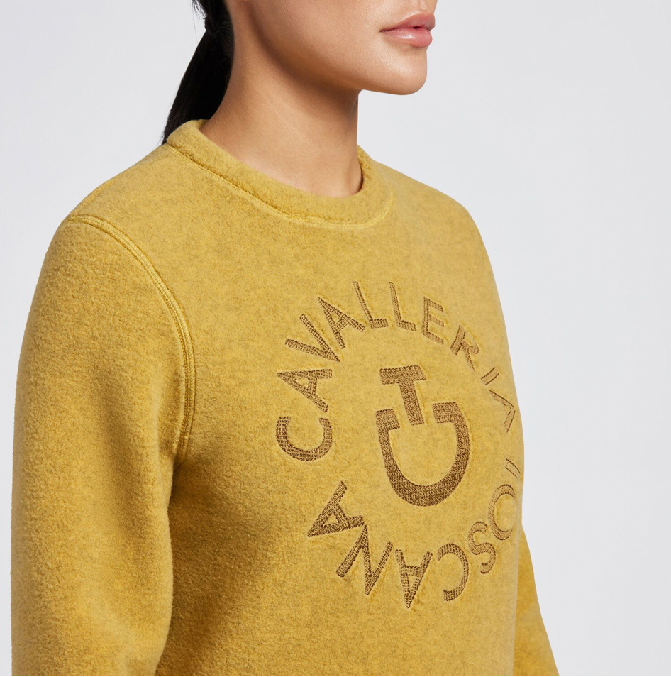 Cavalleria Toscana WOMEN'S FLEECE CREW NECK PULLOVER Golden Ochre