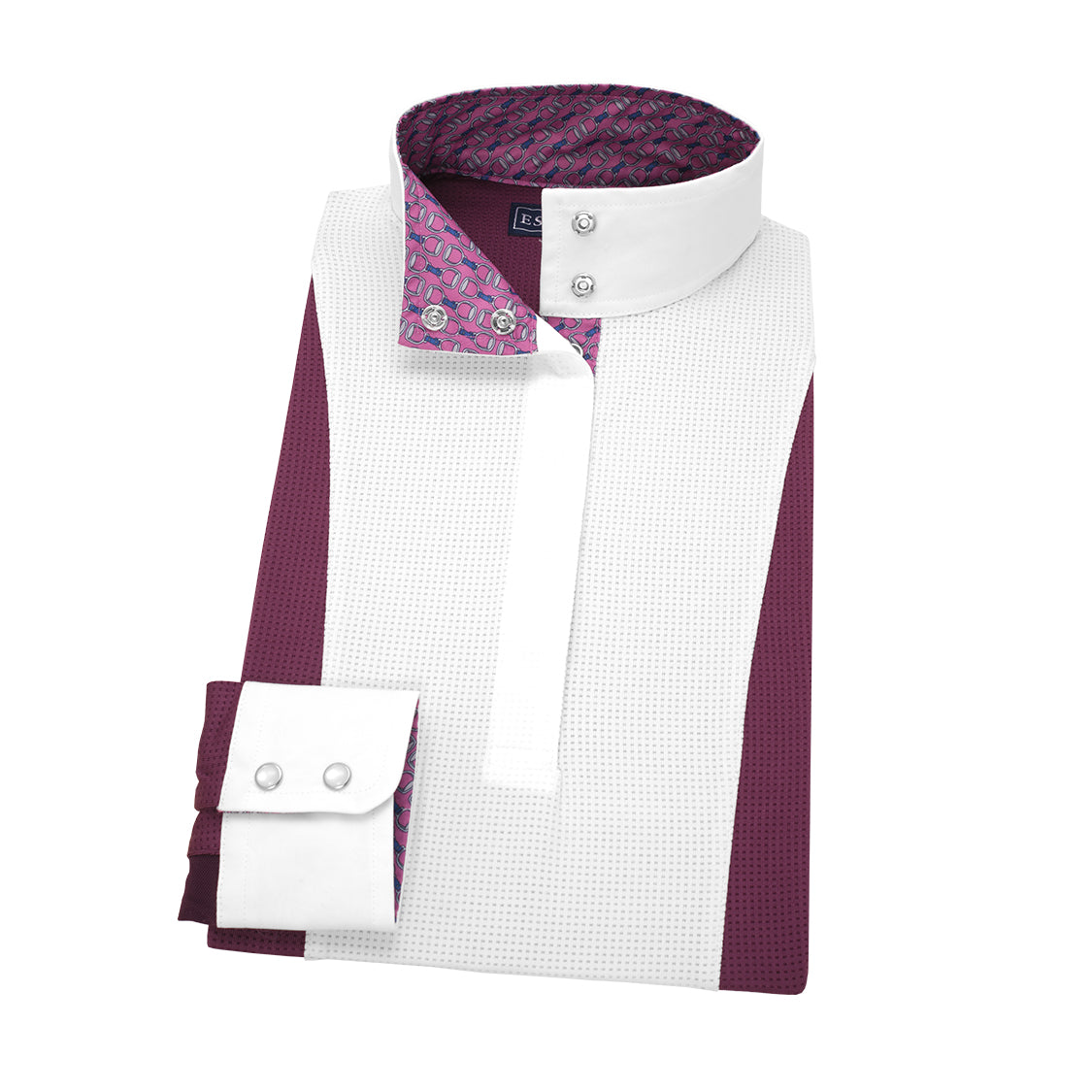 Essex Classics Girls Luna Performance Long Sleeve Show Shirt Plum Stirrups