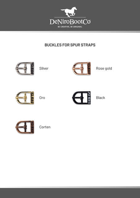 DeNiro Dressage or Jumper Boot Buckles , Hooks, Logo and Spur straps