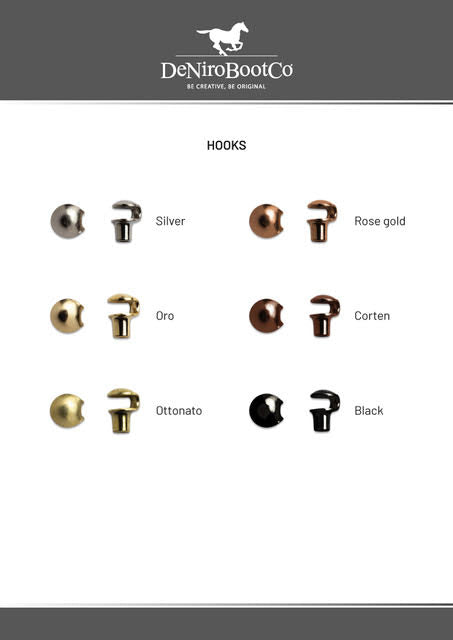 DeNiro Dressage or Jumper Boot Buckles , Hooks, Logo and Spur straps