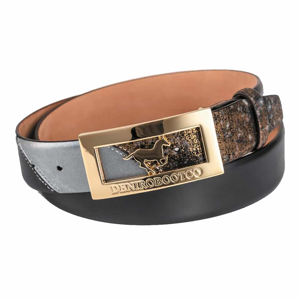 Deniro Infinito Gold Brushed Grey Belt